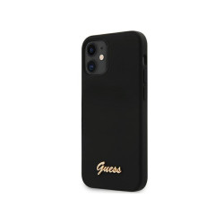 Guess iPhone12 mini black hardcase Silicone Script Gold Logo