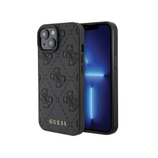 Guess iPhone 13/14/15 black hardcase Leather 4G Stamped