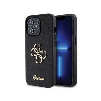 Guess Coque rigide noire pour iPhone 13/13 Pro Pailleté logo Script 4G