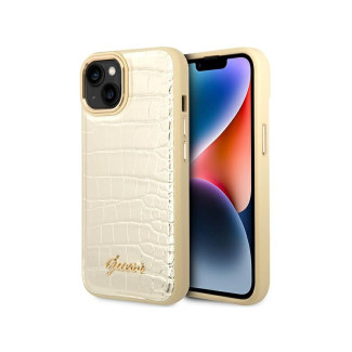 Guess iPhone 13/14/15 gold hardcase Croco Collection