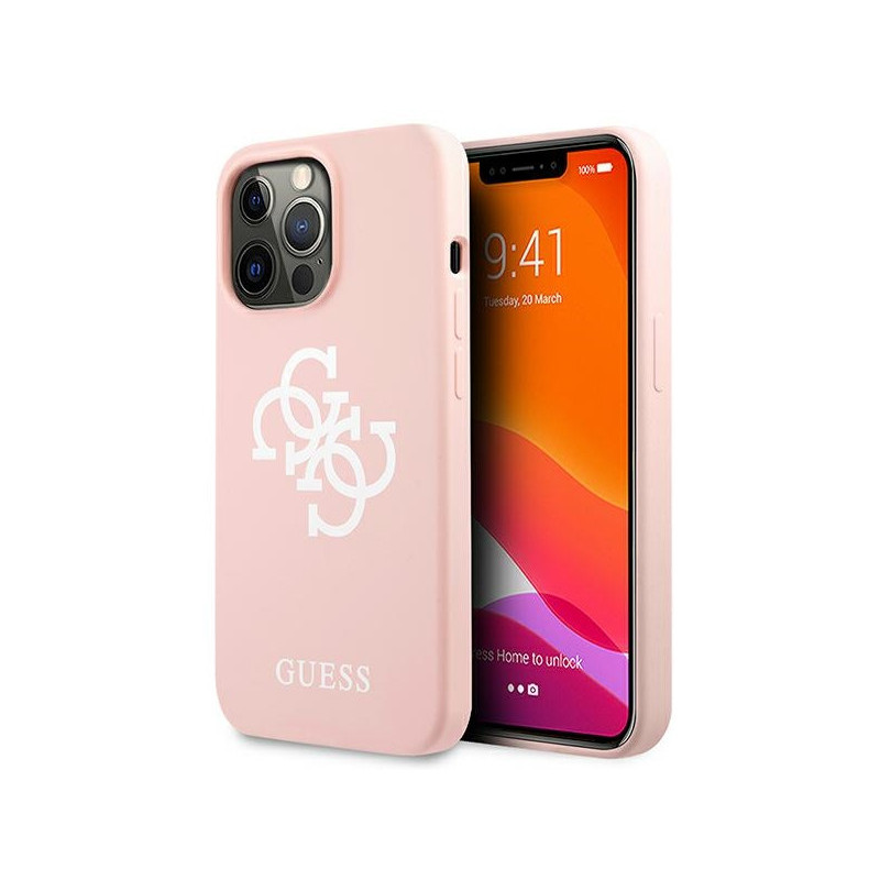 Guess iPhone 13/13 Pro pink hardcase Silicone 4G Logo Guess iPhone 13/13 Pro pink hardcase Silicone 4G Logo