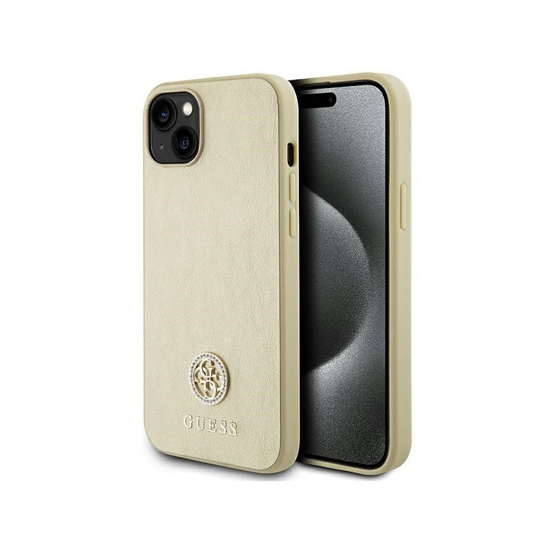 Guess iPhone 14 Plus/15 Plus gold hardcase Strass Metal Logo