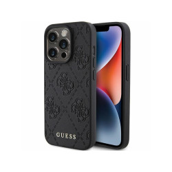 Guess iPhone 15 Pro black hardcase Leather 4G Stamped