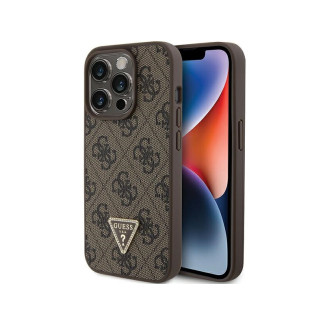 Guess iPhone 15 Pro brown hardcase Leather 4G Triangle Strass