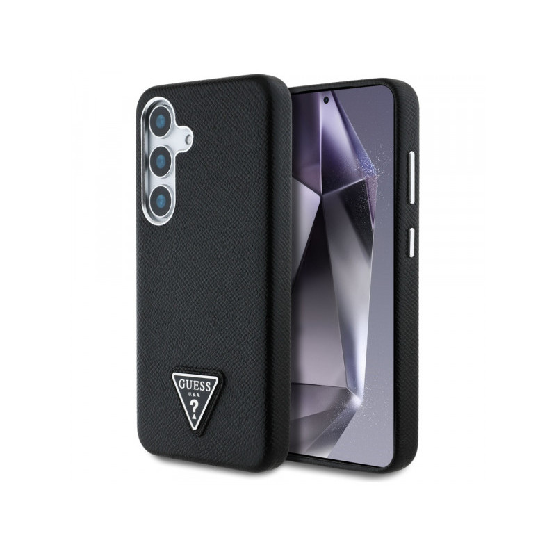 Guess Samsung Galaxy S25 black Grained Triangle Logo MagSafe