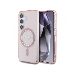 Guess Samsung Galaxy S25 pink Glitter Circle Classic Logo MagSafe