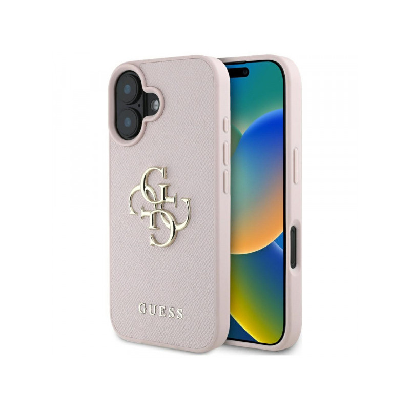 Guess iPhone 16 pink Grained Big 4G Logo Small Classic Logo