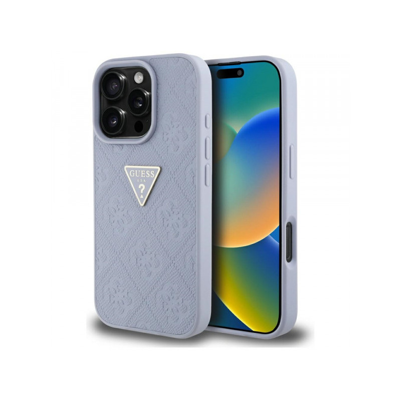 Guess iPhone 16 Pro purple Hot Stamp 4G Pattern Triangle Metal Logo Guess iPhone 16 Pro purple Hot Stamp 4G Pattern Triangle Metal Logo