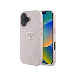 Guess iPhone 16 pink Hot Stamp 4G Pattern Triangle Metal Logo