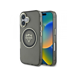Guess iPhone 16 black IML Metal Mountain Logo MagSafe