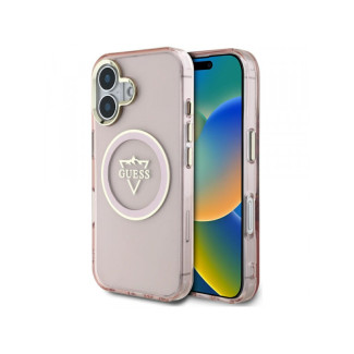 Guess iPhone 16 pink IML Metal Mountain Logo MagSafe
