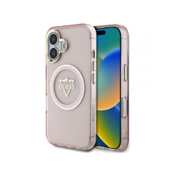 Guess iPhone 16 pink IML Metal Mountain Logo MagSafe