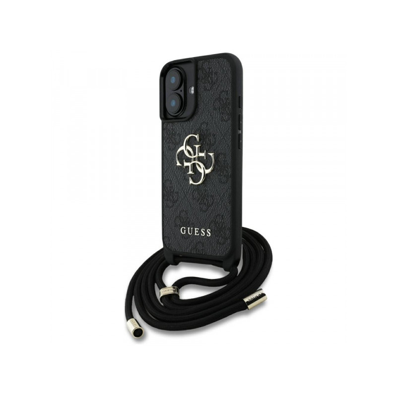 Guess iPhone 16 black 4G Big Logo Cord Strap Crossbody