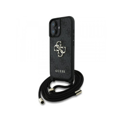 Guess iPhone 16 black 4G Big Logo Cord Strap Crossbody