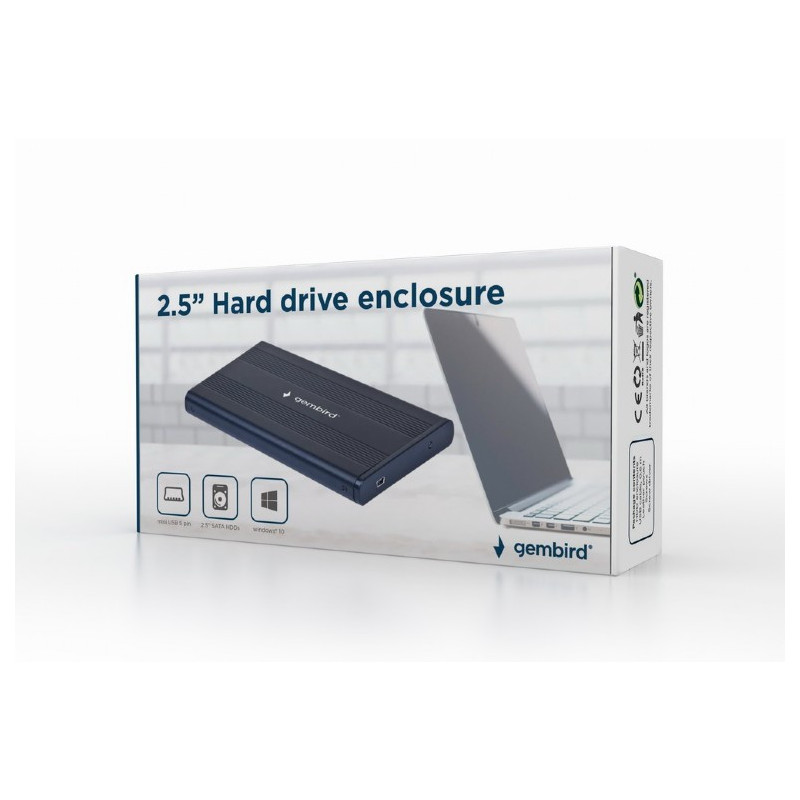 Gembird Boitier externe USB 2.0 pour SATA HDD 2.5\'\'. Mini-USB connecteur 5 points - EE2-U2S-5 