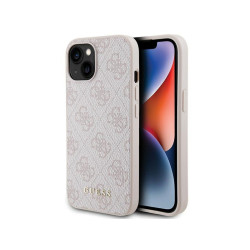 Guess iPhone 14 Plus/15 Plus pink hardcase 4G Metal Gold Logo
