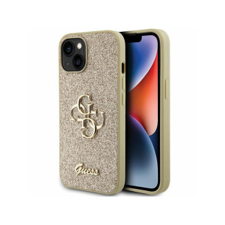 Guess iPhone 13/14/15 gold hardcase Glitter Script Big 4G