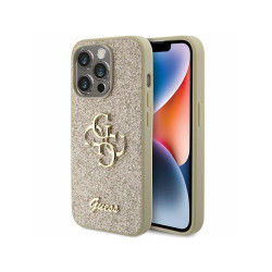 Guess iPhone 15 Pro Max gold hardcase Glitter Script Big 4G