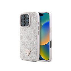 Guess iPhone 16 Pro Max pink hardcase Leather 4G Triangle Strass