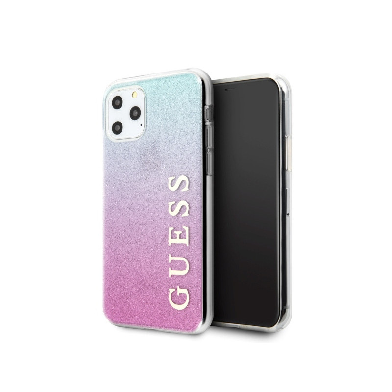 Guess iPhone 11 Pro pink blue hardcase Glitter Gradient