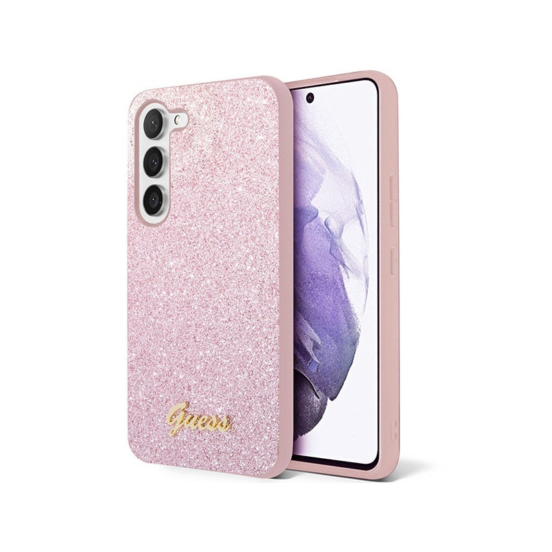 Guess Samsung Galaxy S23+ S916 pink hardcase Glitter Script