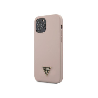 Guess iPhone12/12 Pro light pink hardcase Silicone Triangle Logo