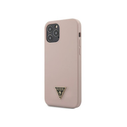Guess iPhone12/12 Pro light pink hardcase Silicone Triangle Logo