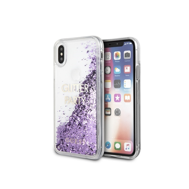 Guess iPhone X/Xs purple hardcase Liquid Glitter Party Guess iPhone X/Xs purple hardcase Liquid Glitter Party