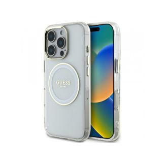 Guess iPhone 16 Pro Max white IML Metal Colored Circle Classic Logo MagS.