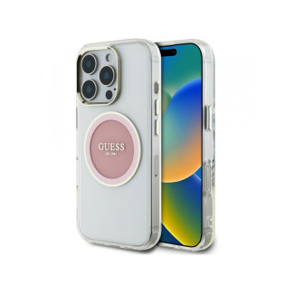 Guess MagS. iPhone 16 Pro Max pink IML Metal Colored Circle Classic Logo