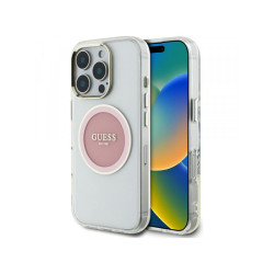 Guess MagS. iPhone 16 Pro Max pink IML Metal Colored Circle Classic Logo