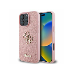 Guess iPhone 16 Pro Max pink hardcase Fixed Glitter Big 4G