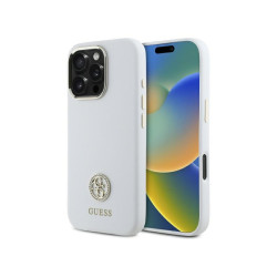 Guess iPhone 16 Pro Max white hardcase Silicone Logo Strass 4G