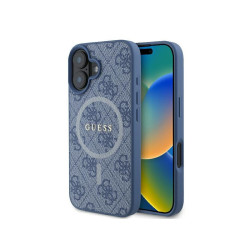 Guess iPhone 16 blue hardcase 4G Ring Classic Logo MagSafe