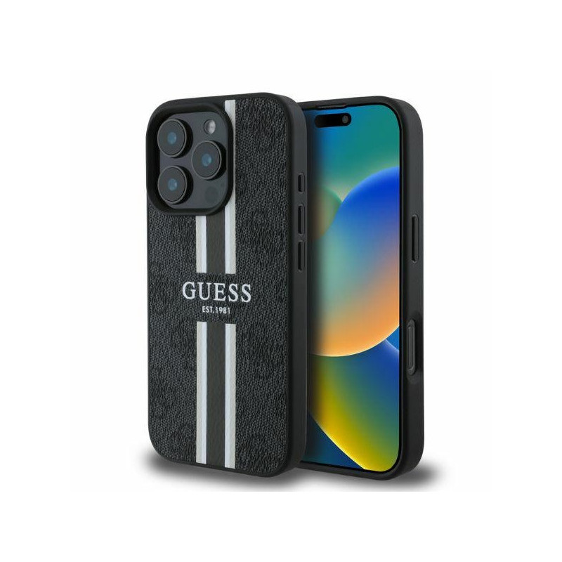 Guess iPhone 16 Pro Max black hardcase 4G Printed Stripes MagSafe