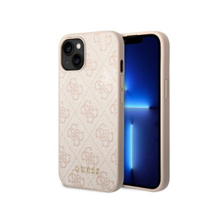 Guess iPhone 13/14/15 pink hardcase 4G Metal Gold Logo