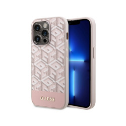 Guess iPhone 14 Pro Max pink hardcase GCube Stripes MagSafe