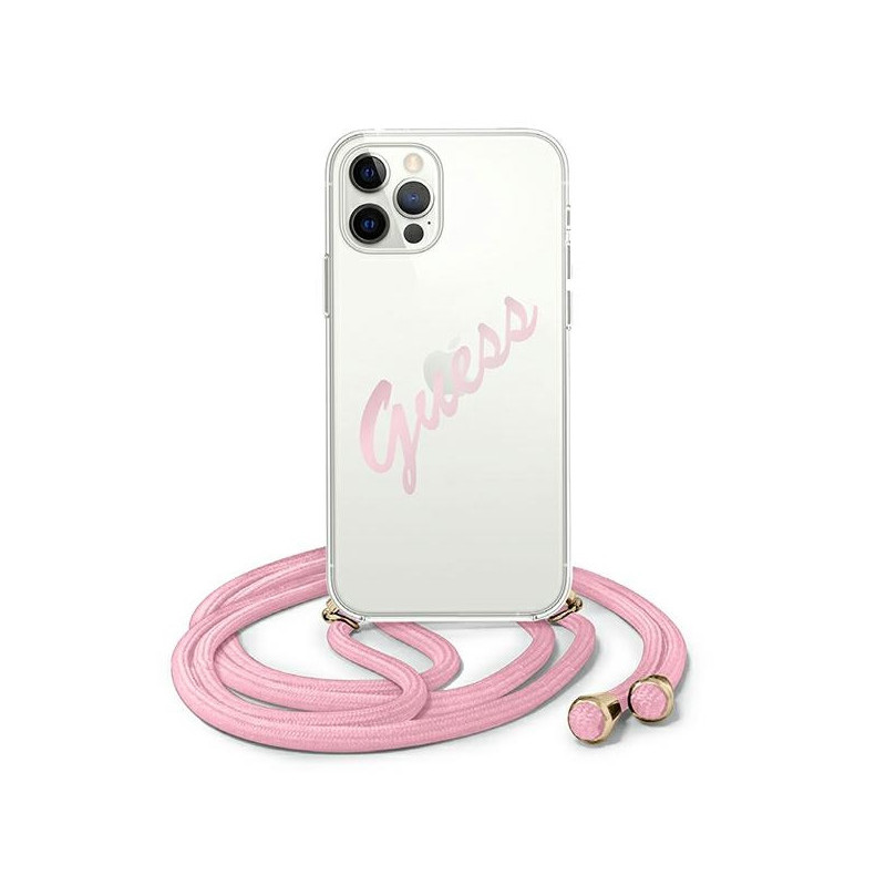 Guess Coque rigide rose pour iPhone 12 Pro Max script vintage Guess Coque rigide rose pour iPhone 12 Pro Max script vintage