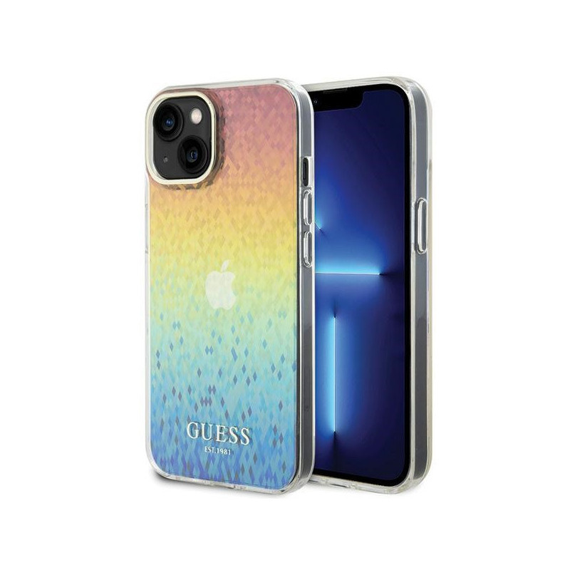 Guess iPhone 13/14/15 hardcase IML Faceted Mirror Disco Iridescent