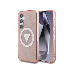 Guess Samsung Galaxy S25 pink 4G Glitter Triangle Buttons MagSafe