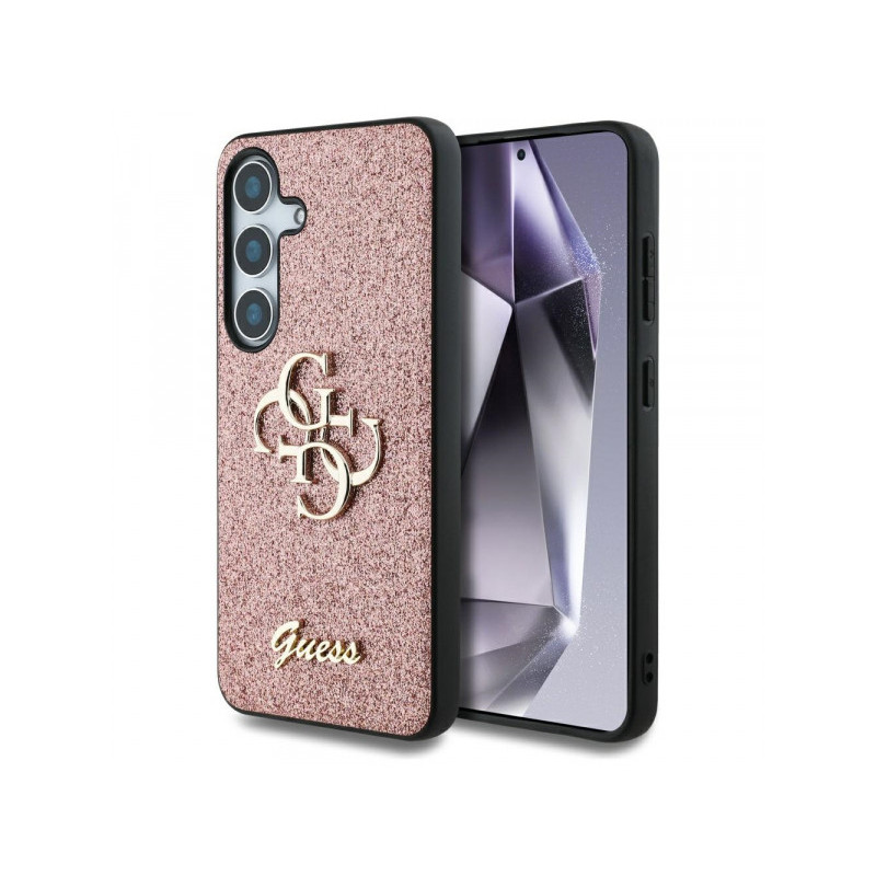 Guess Samsung Galaxy S25 pink Fixed Glitter Big 4G Metal Logo