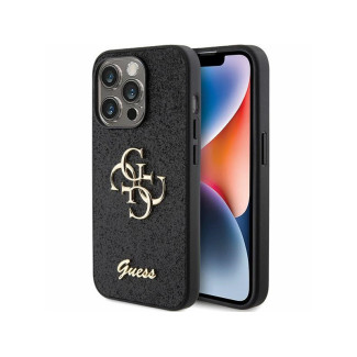 Guess iPhone 15 Pro Max black hardcase Glitter Script Big 4G