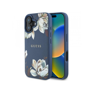 Guess iPhone 16 blue Grained Printed Flower Pattern MagSafe