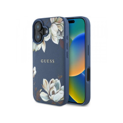 Guess iPhone 16 blue Grained Printed Flower Pattern MagSafe