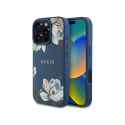 Guess iPhone 16 Pro Max blue Grained Printed Flower Pattern MagSafe