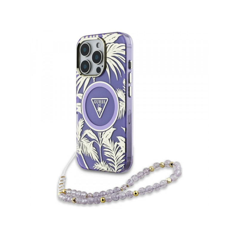 Guess iPhone 16 Pro Max purple Palm Trees Triangle Pearl Strap MagSafe Guess iPhone 16 Pro Max purple Palm Trees Triangle Pearl Strap MagSafe