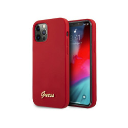 Guess iPhone12 Pro Max red hardcase Metal Logo Script