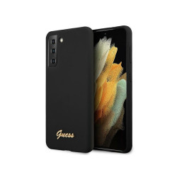 Guess Samsung Galaxy S21+ black hardcase Silicone Script Metal Logo