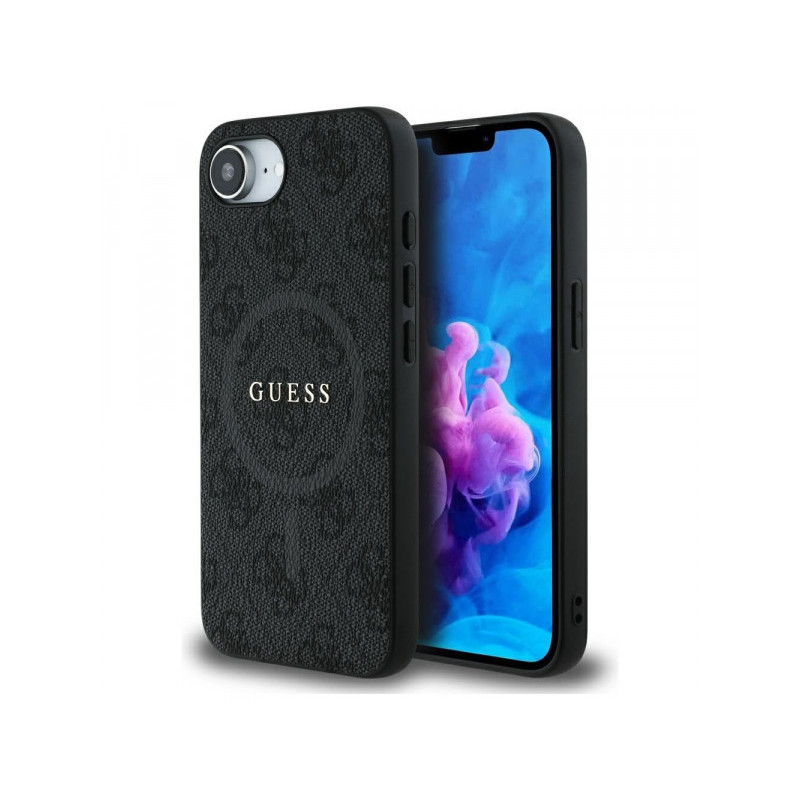Guess iPhone 16e black 4G Ring Classic Logo MagSafe