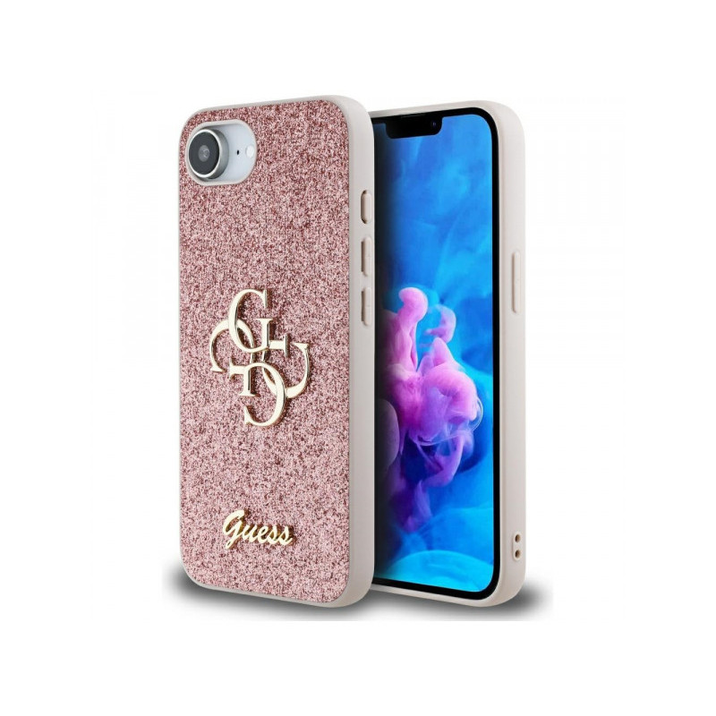 Guess iPhone 16e pink Fixed Glitter Big 4G